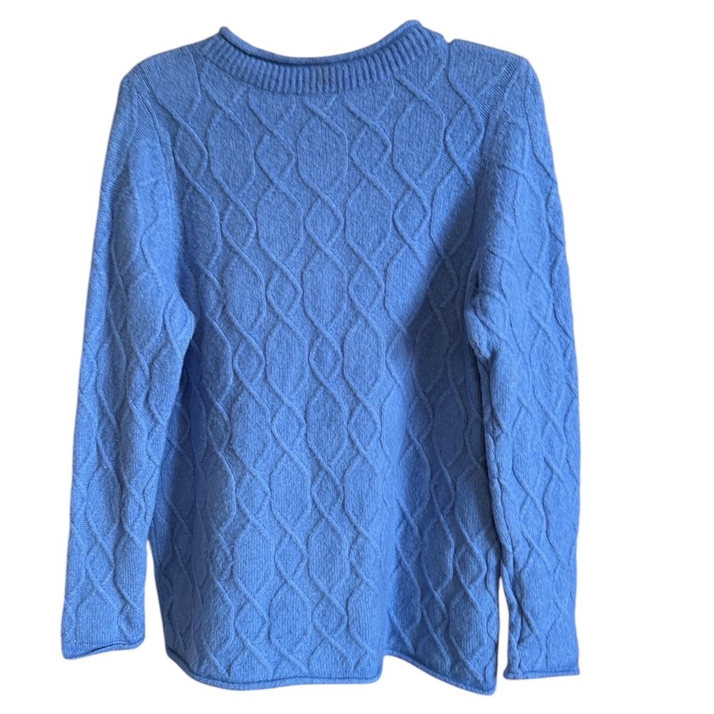 Talbots Plus Blue Cable Knit Wool Alpaca Blend Crew Neck‎ Sweater 1X Cozycore